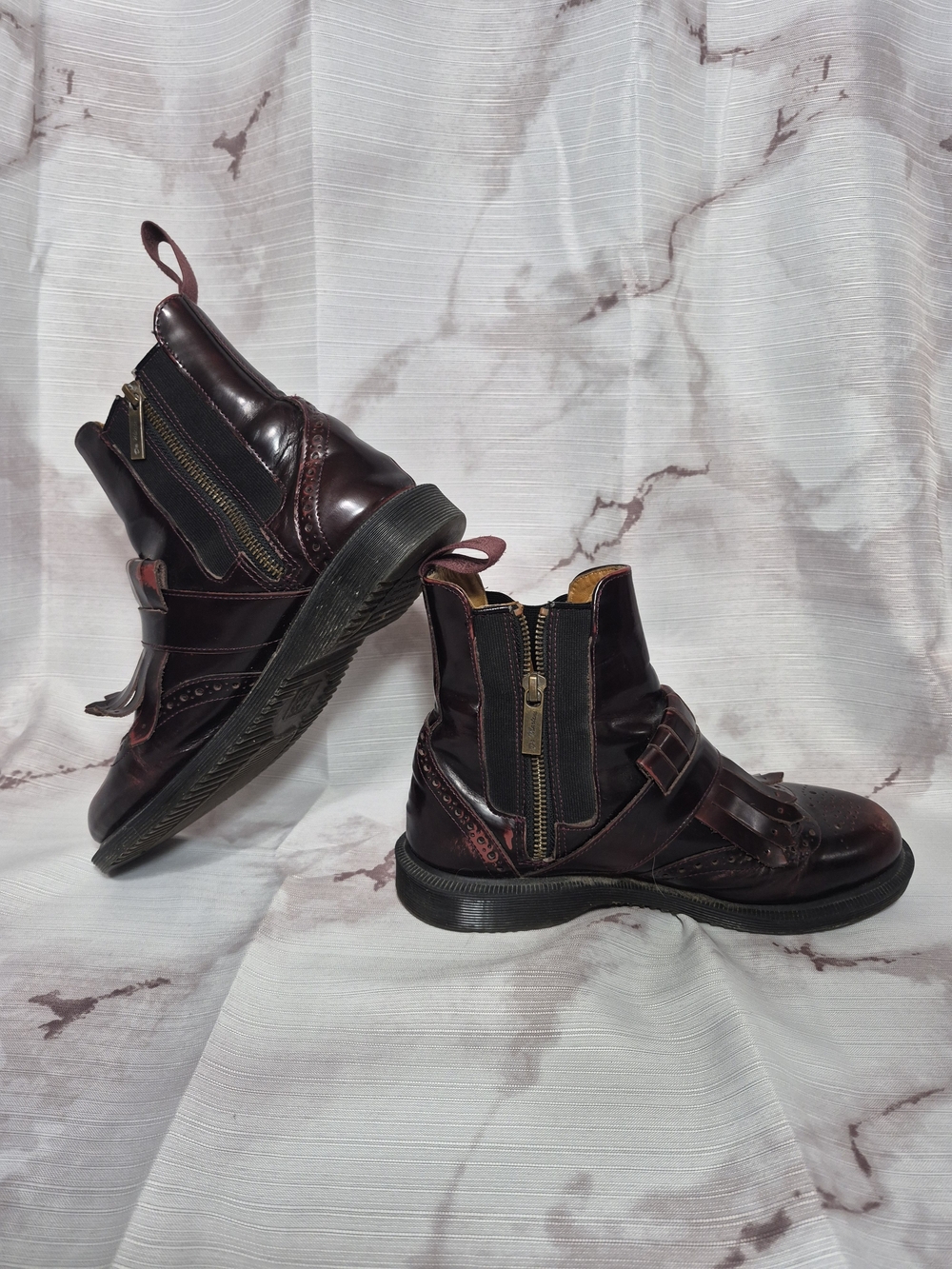 Dr. Martens TINA Burgundy Leather Ankle Booties. - Picture 5 of 8
